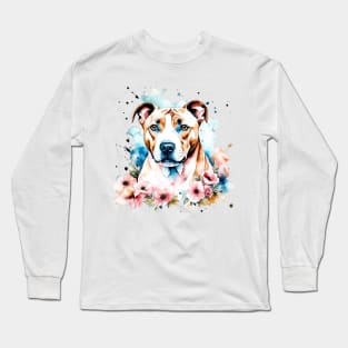 Amstaff - Cute Watercolor Dog Long Sleeve T-Shirt
